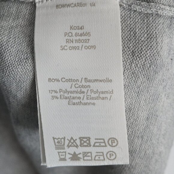 Boden V-Neck Sweater – Light Gray with Striped Trim – Small - Picture 10 of 11